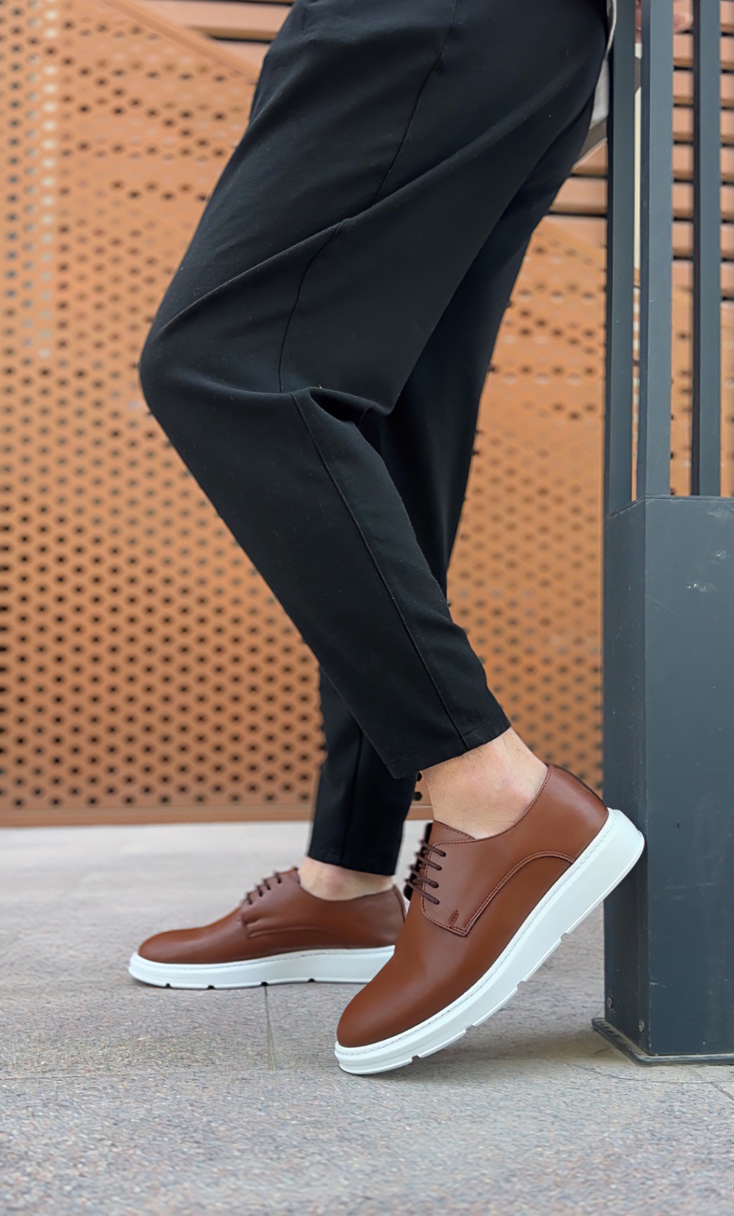 BA0003 Bağcıklı Klasik Taba Beyaz Kalın Taban Casual Erkek Ayakkabı